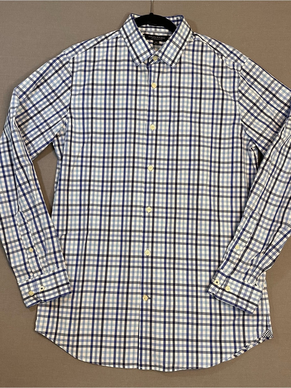 Men’s M Banana Republic‎ Blue and White Plaid Dress Shirt